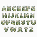 A–Z guide showing the mountain and evergreen tree design for each nursery letter