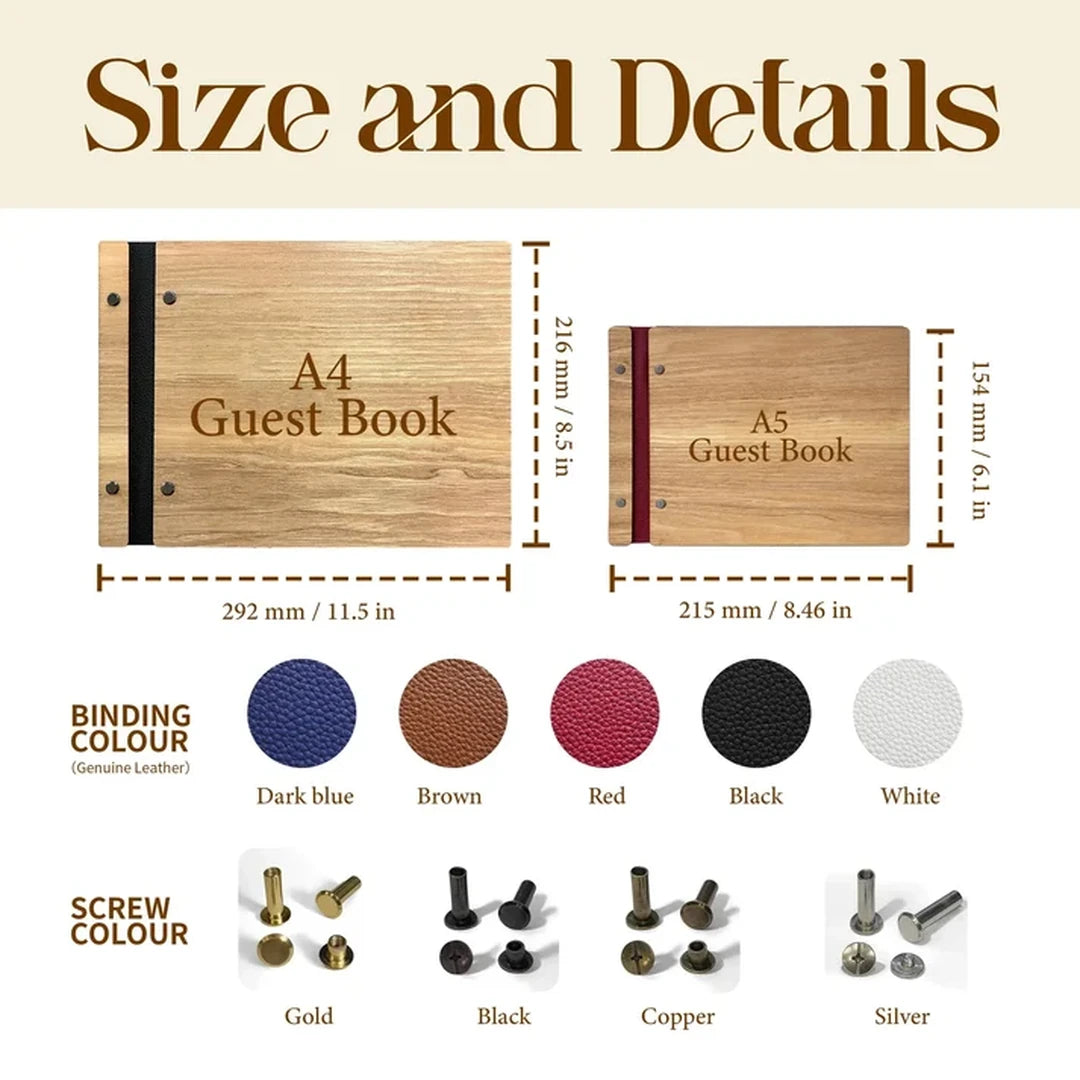 A5 and A4 guest book size guide