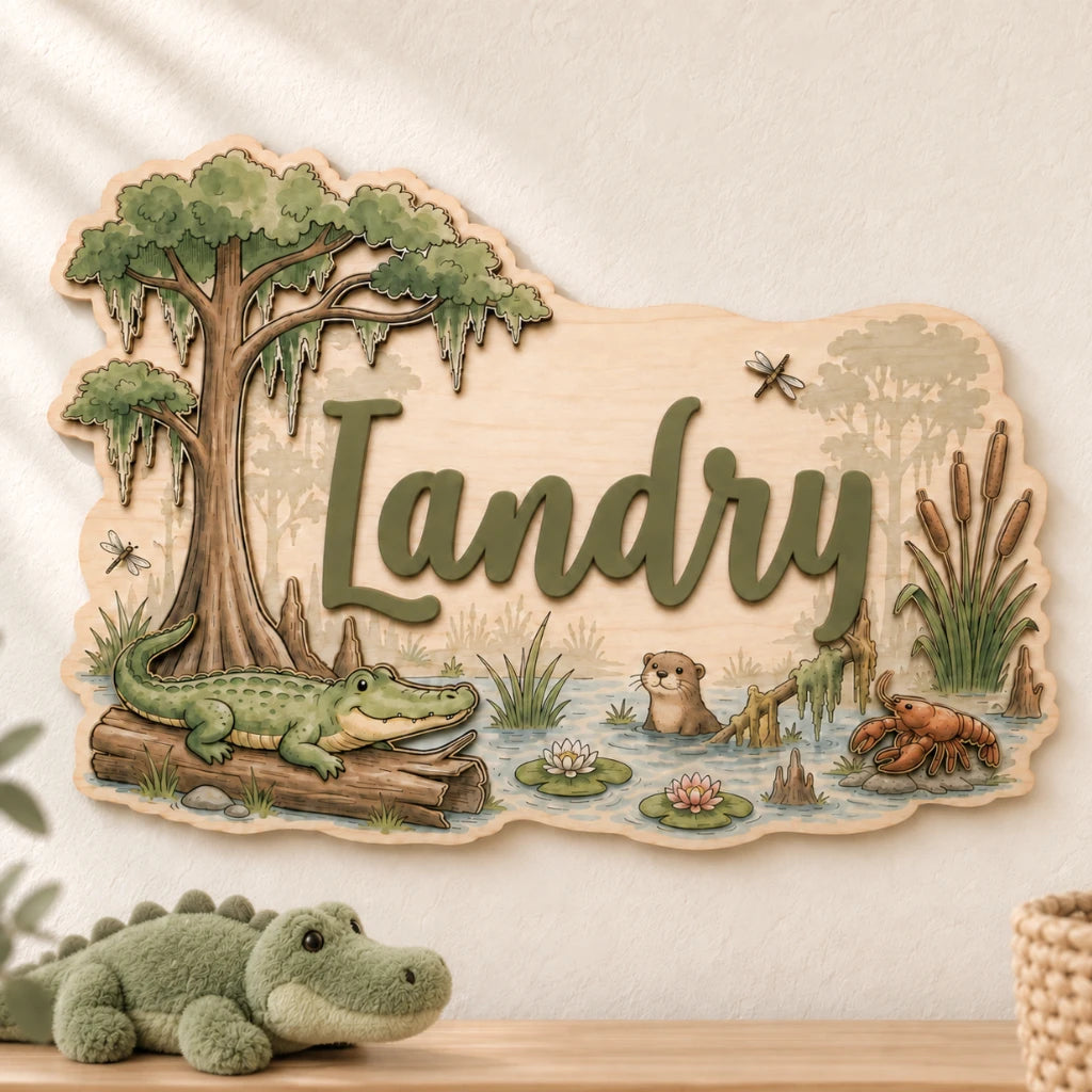 Swamp Animals Nursery Name Sign | Bayou Decor