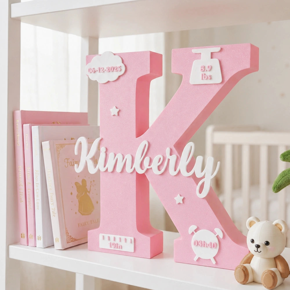 Freestanding Baby Letter with Birth Stats