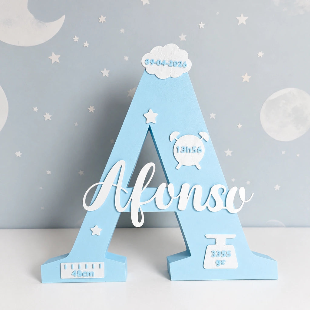 Freestanding Baby Letter with Birth Stats