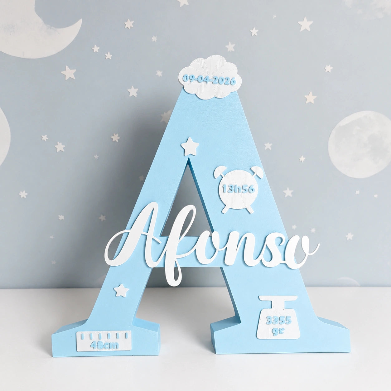 Freestanding Baby Letter with Birth Stats