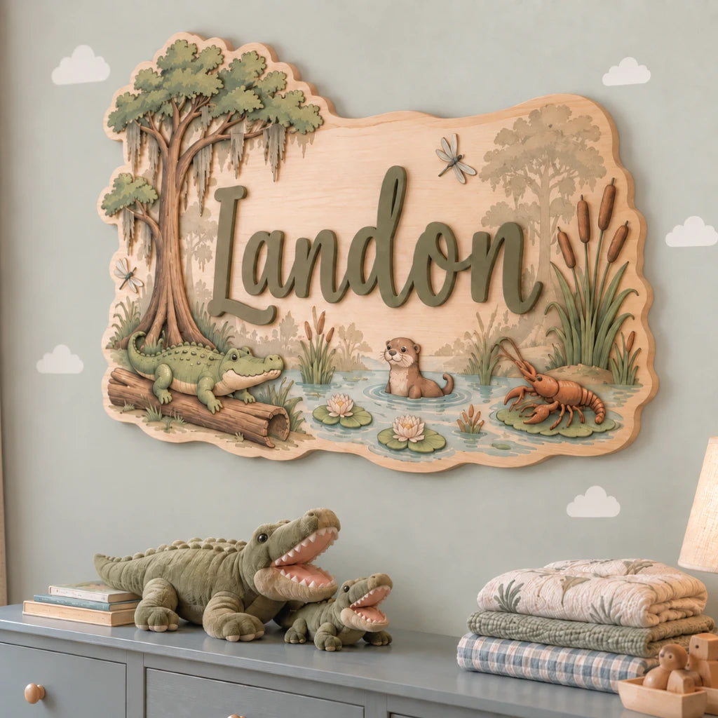 Swamp Animals Nursery Name Sign | Bayou Decor