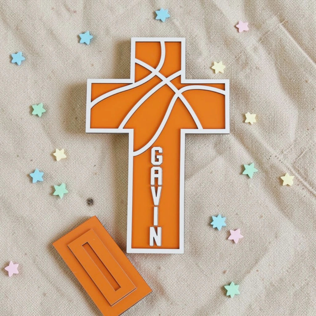 Custom Basketball Themed Baptism Cross
