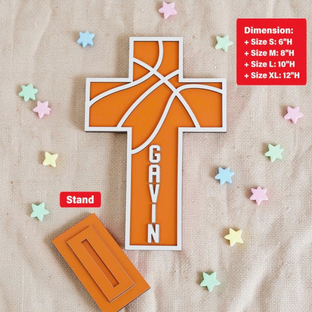 Custom Basketball Themed Baptism Cross