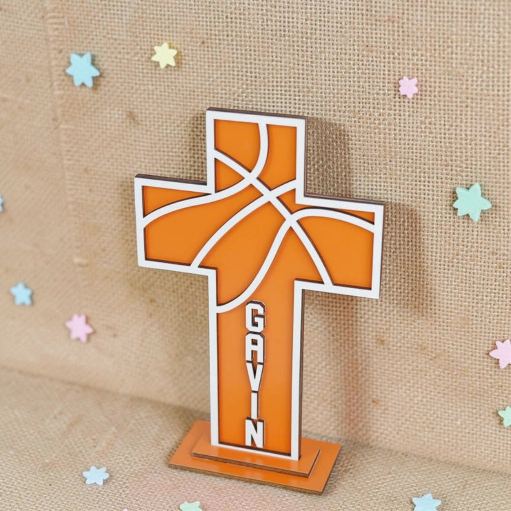 Custom Basketball Themed Baptism Cross