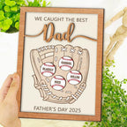 Baseball Dad With Kids Name Sign
