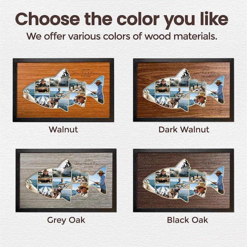 Custom Wood Fishing Photo Collage | Gift for Dad
