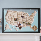 Personalized Wooden USA Photo Map with Frame