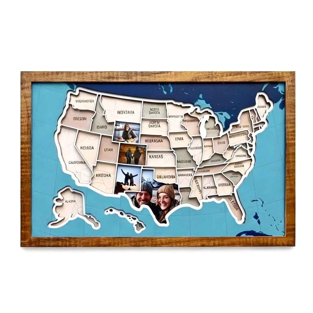 Wooden USA Photo Map