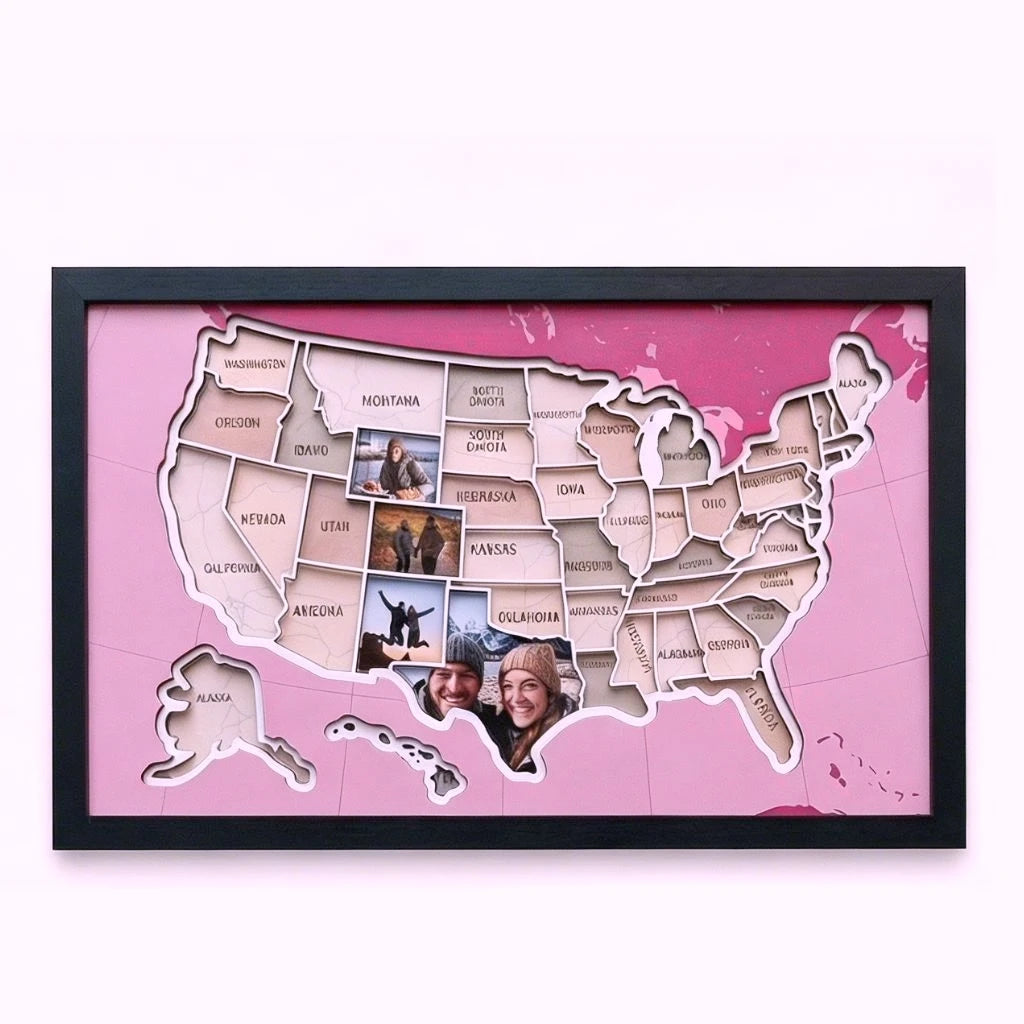 USA-Fotokarte aus Holz