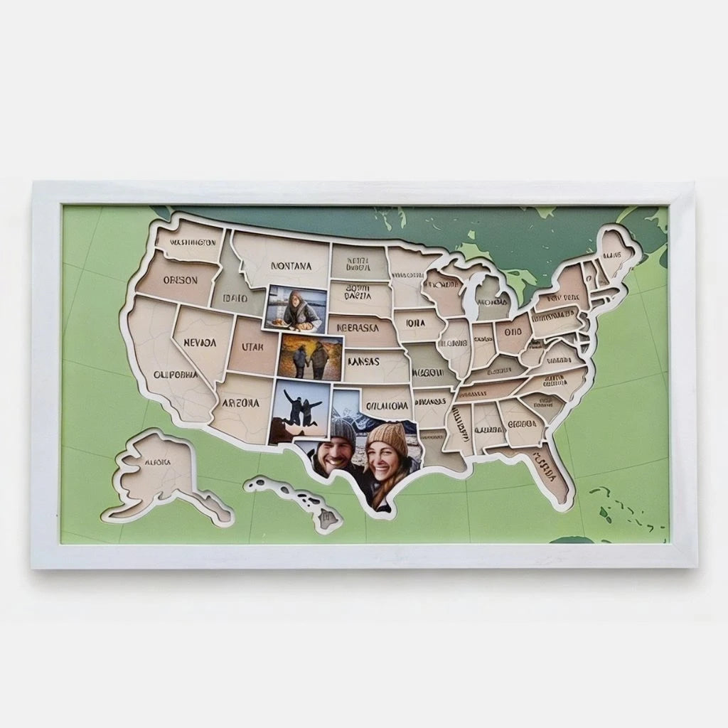 Wooden USA Photo Map
