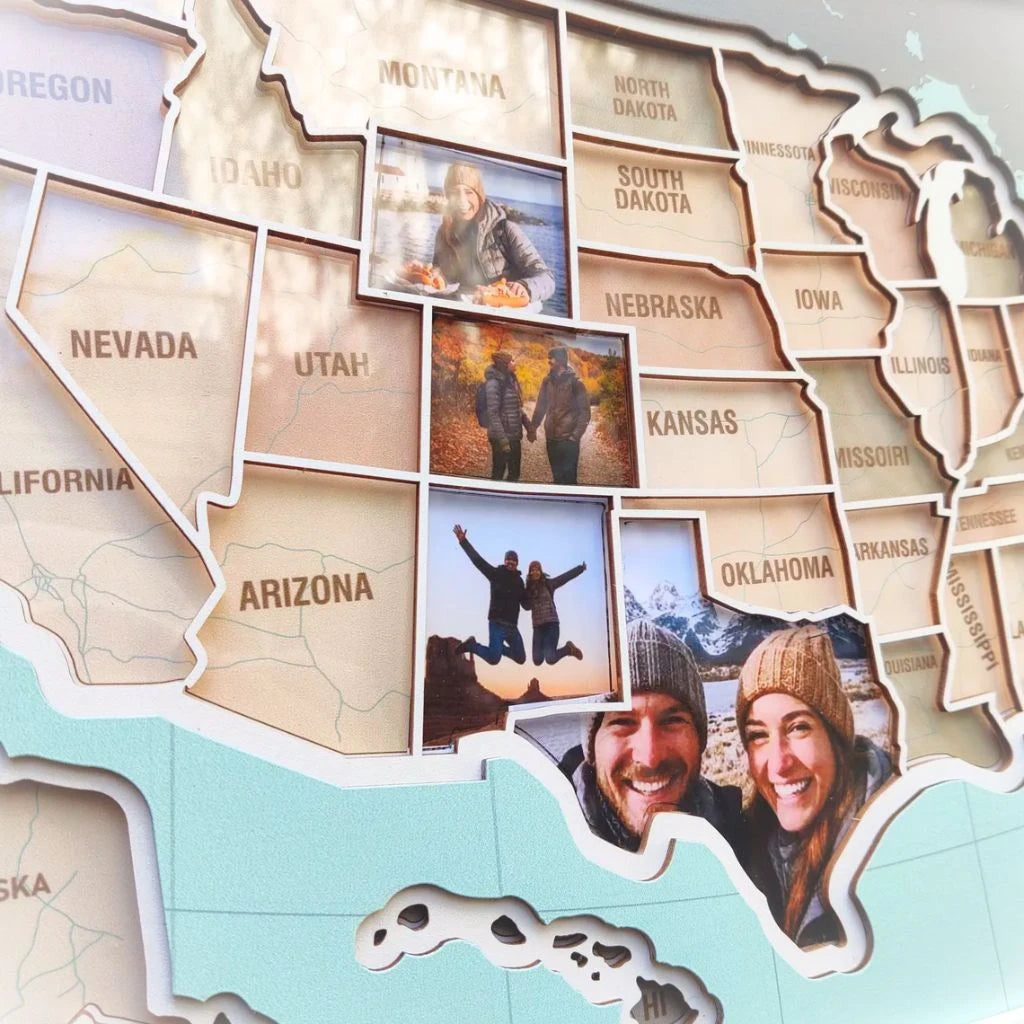 USA-Fotokarte aus Holz