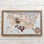 Personalized Wooden USA Photo Map with Frame