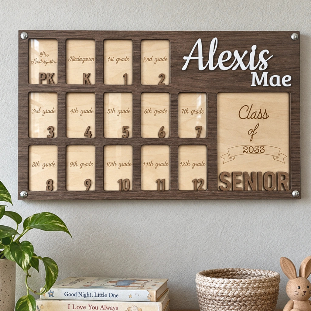 Personalized Wooden School Years Frame | Custom Layout