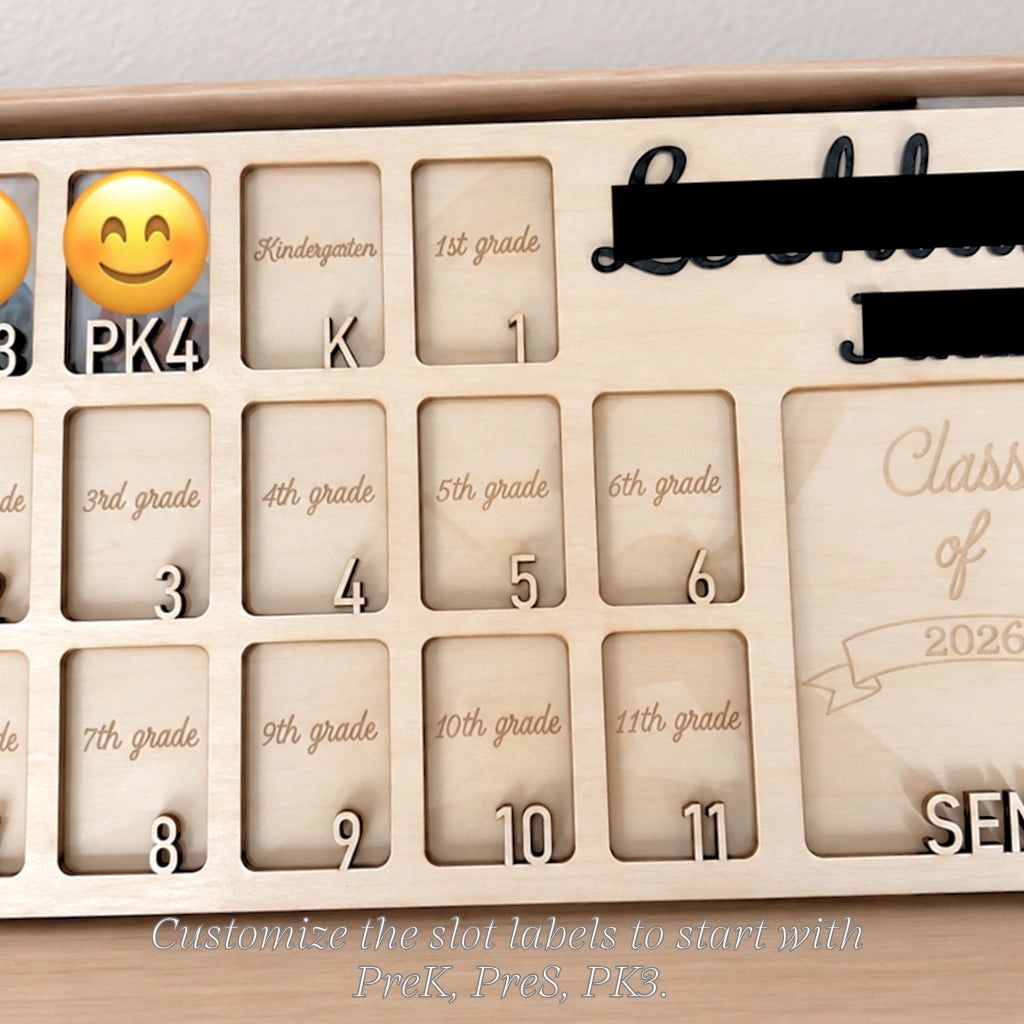 Personalized Wooden School Years Frame | Custom Layout