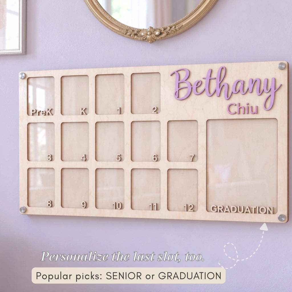Personalized Wooden School Years Frame | Custom Layout