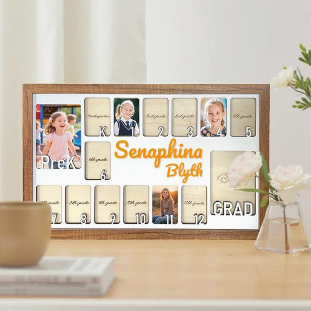 Framed PreK to Grad School Photo Display