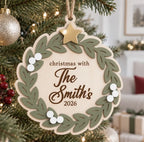 Wooden Christmas Wreath Sign | Kids Name or Family Name
