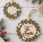 Wooden Christmas Wreath Sign | Kids Name or Family Name