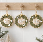 Wooden Christmas Wreath Sign | Kids Name or Family Name