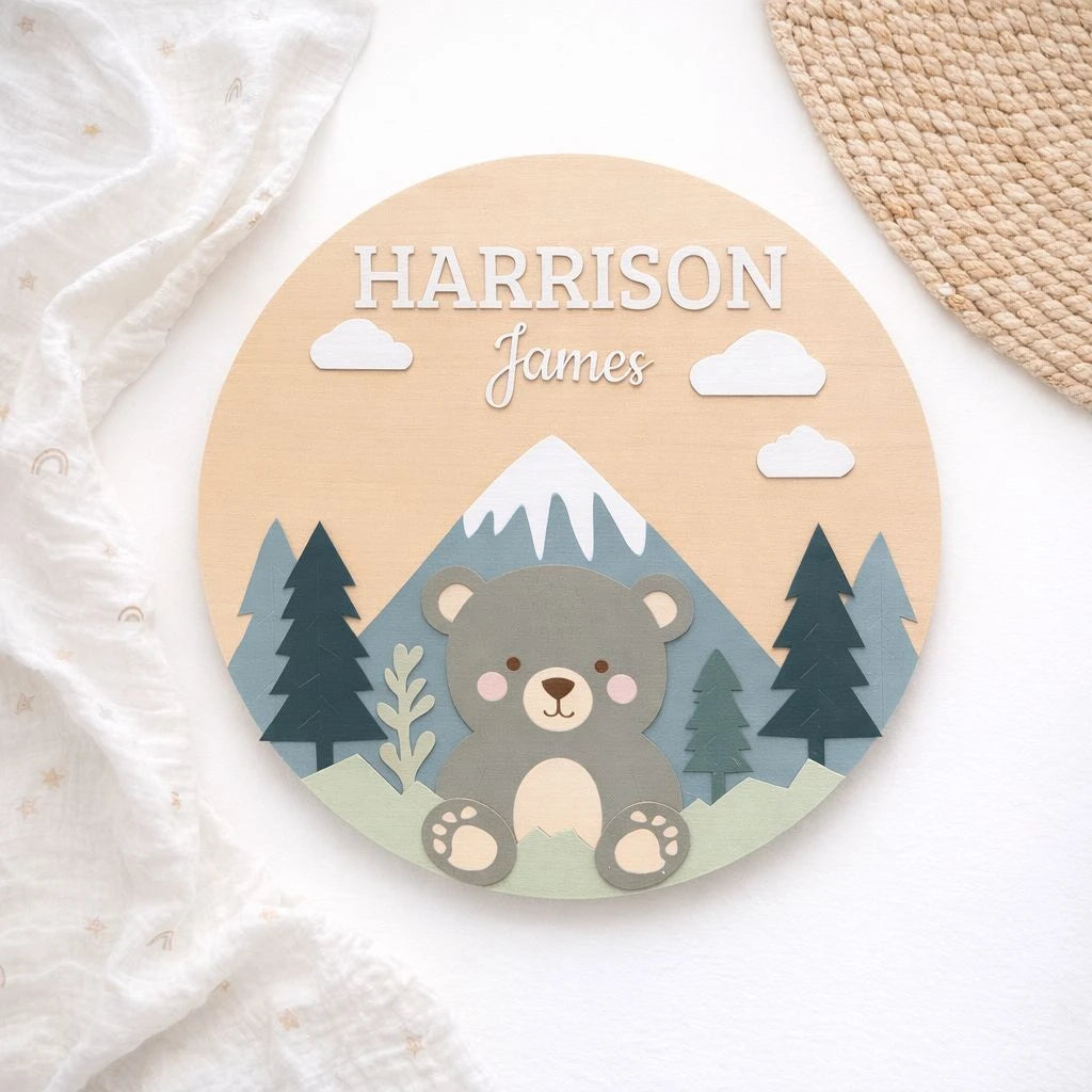 Woodland Animal Name Sign | Bear