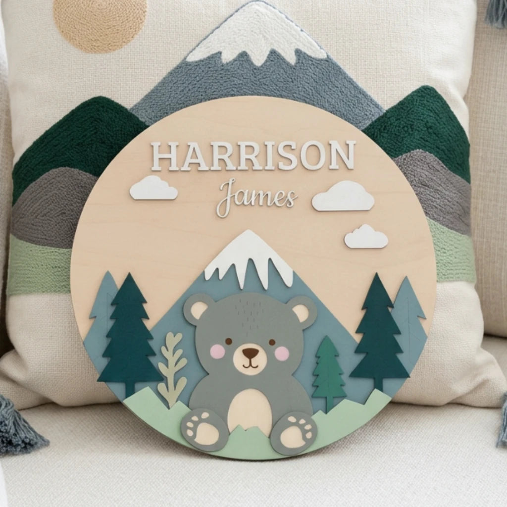 Woodland Animal Name Sign | Bear