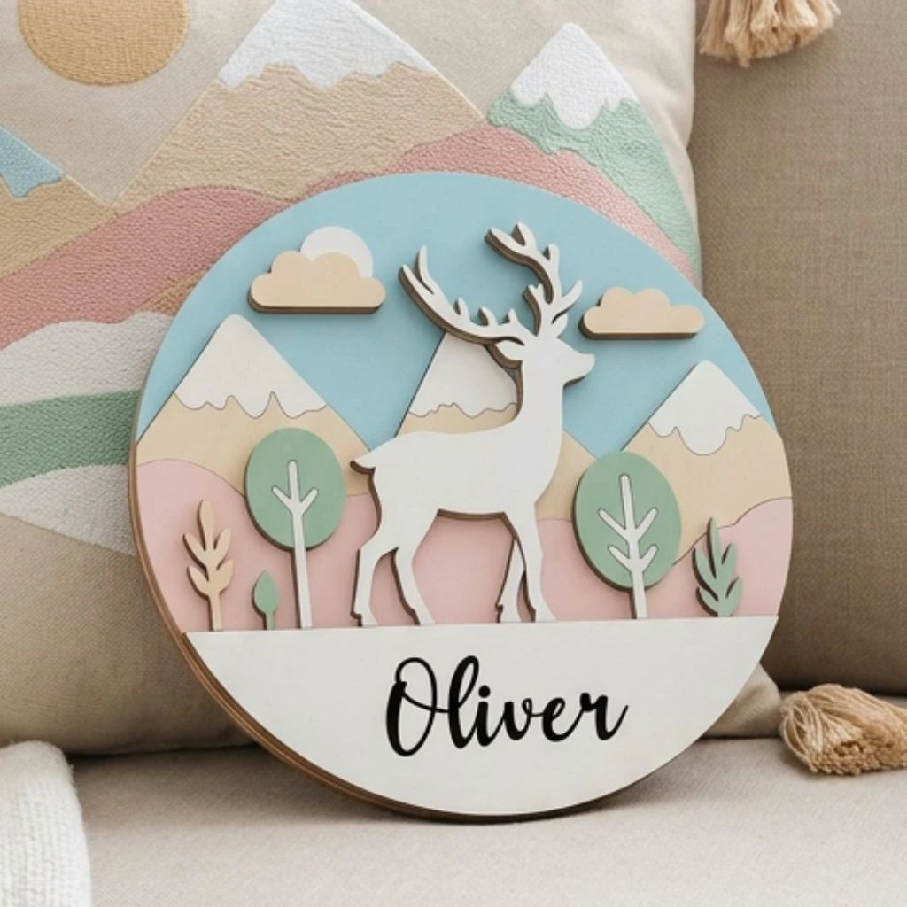 Woodland Animal Name Sign | Reindeer