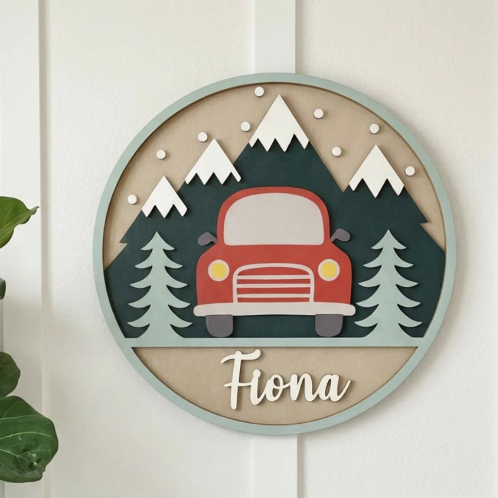 Adventure Nursery Name Sign | Snowy Mountains