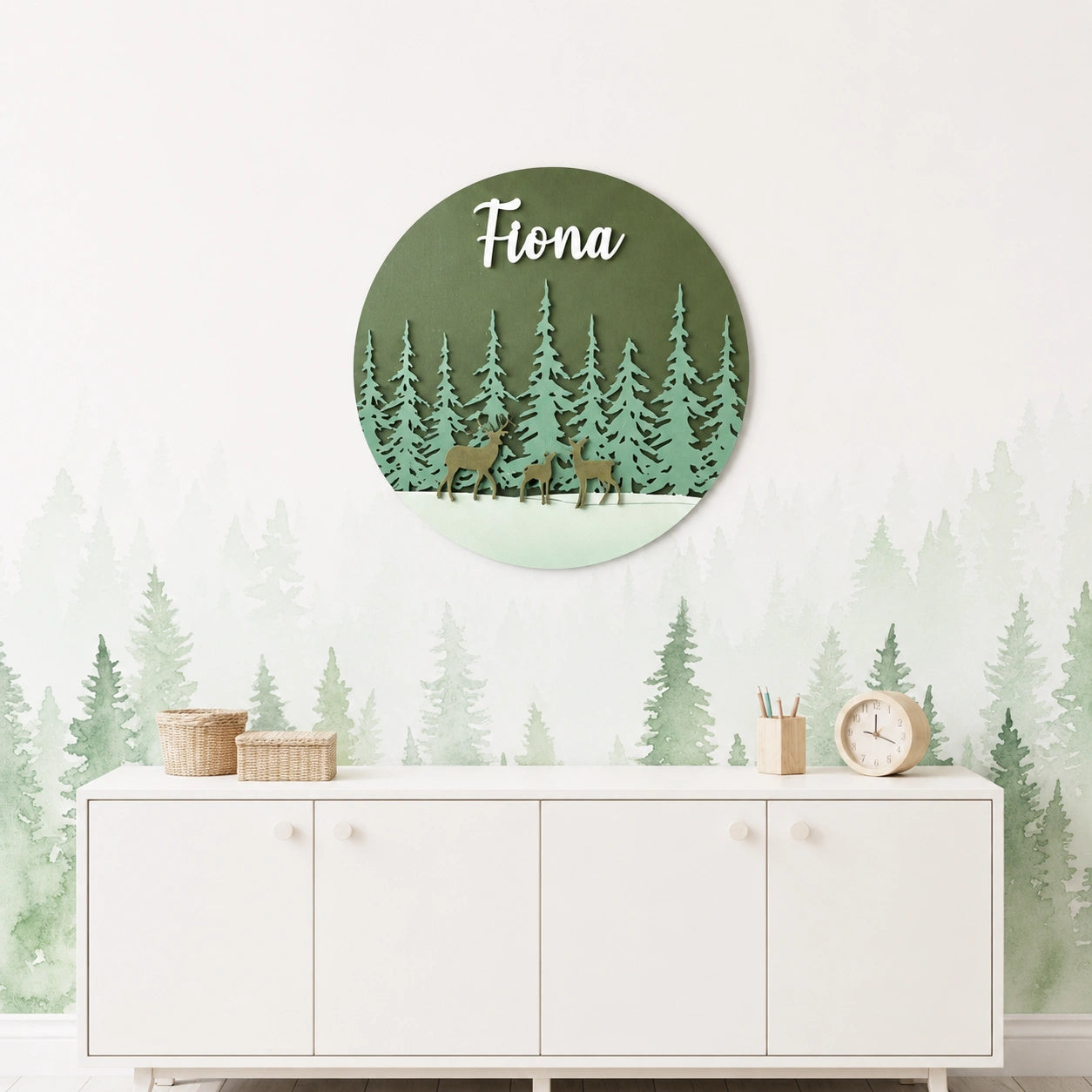 Forest Nature Deer Name Sign