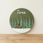 Forest Nature Deer Name Sign