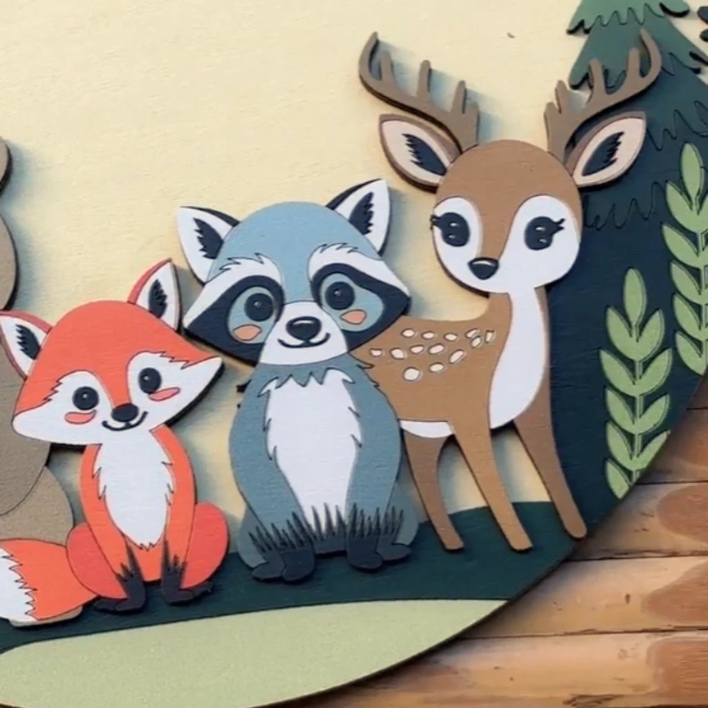 Panneau de nom d'animal des bois