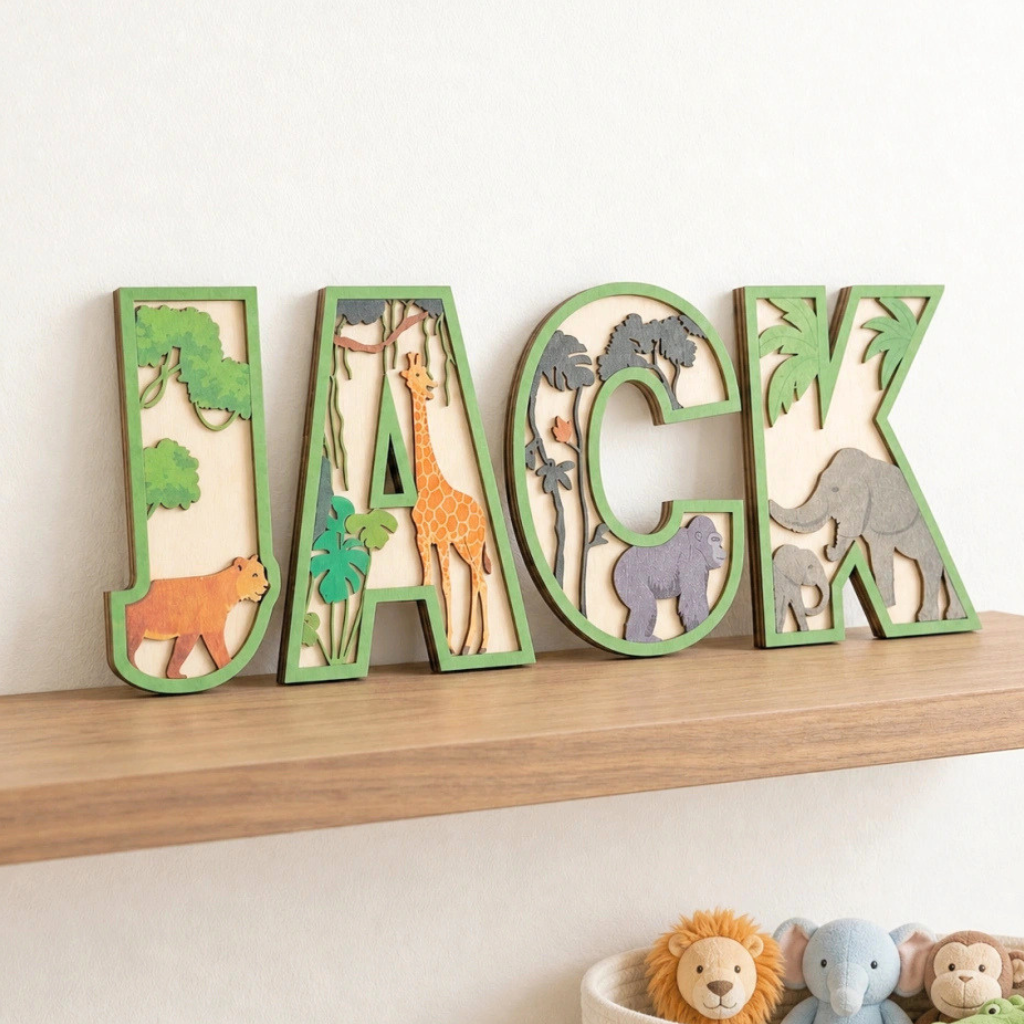 Safari Wooden Name Letters | Nursery Wall Decor