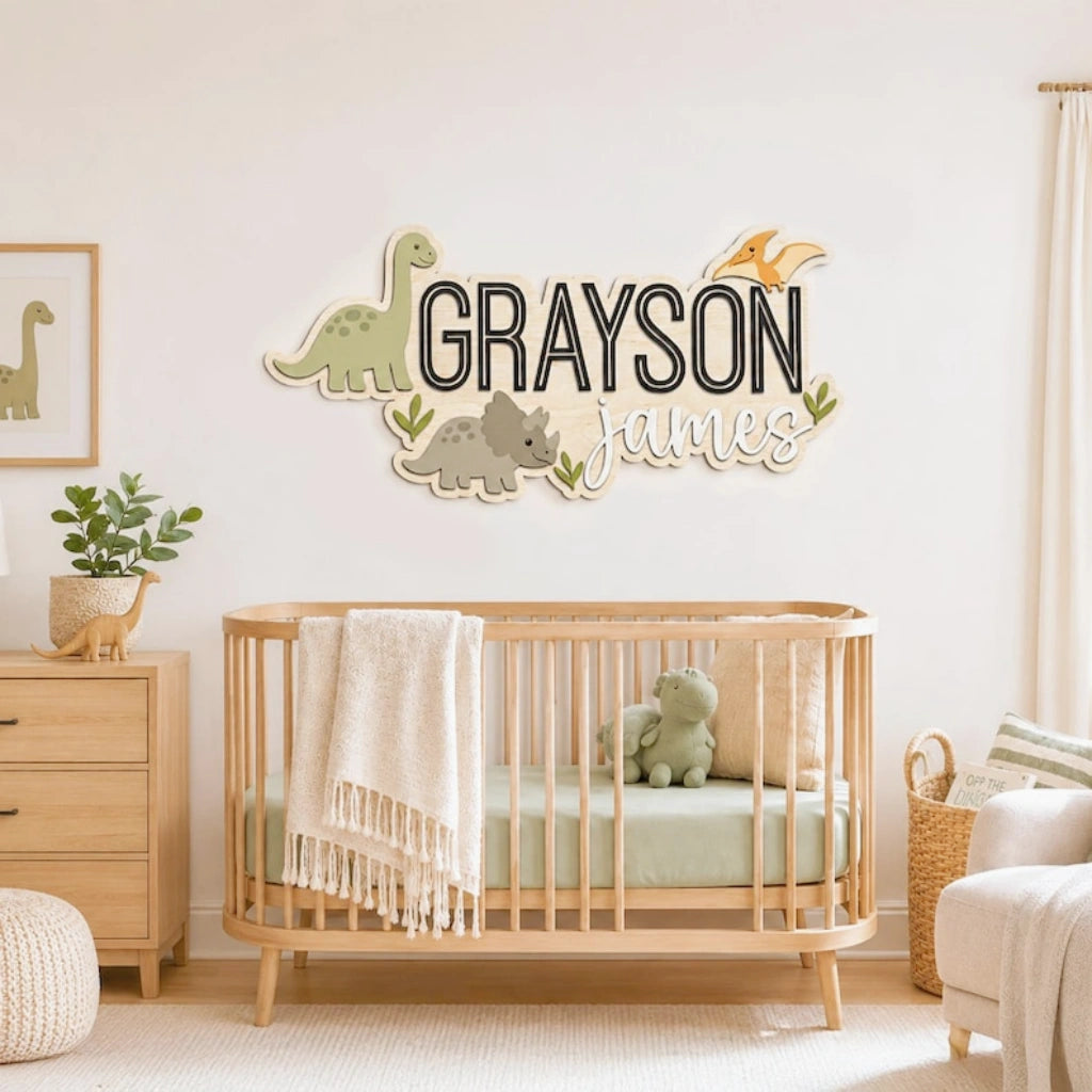 Personalized Dinosaur 3D Name Sign
