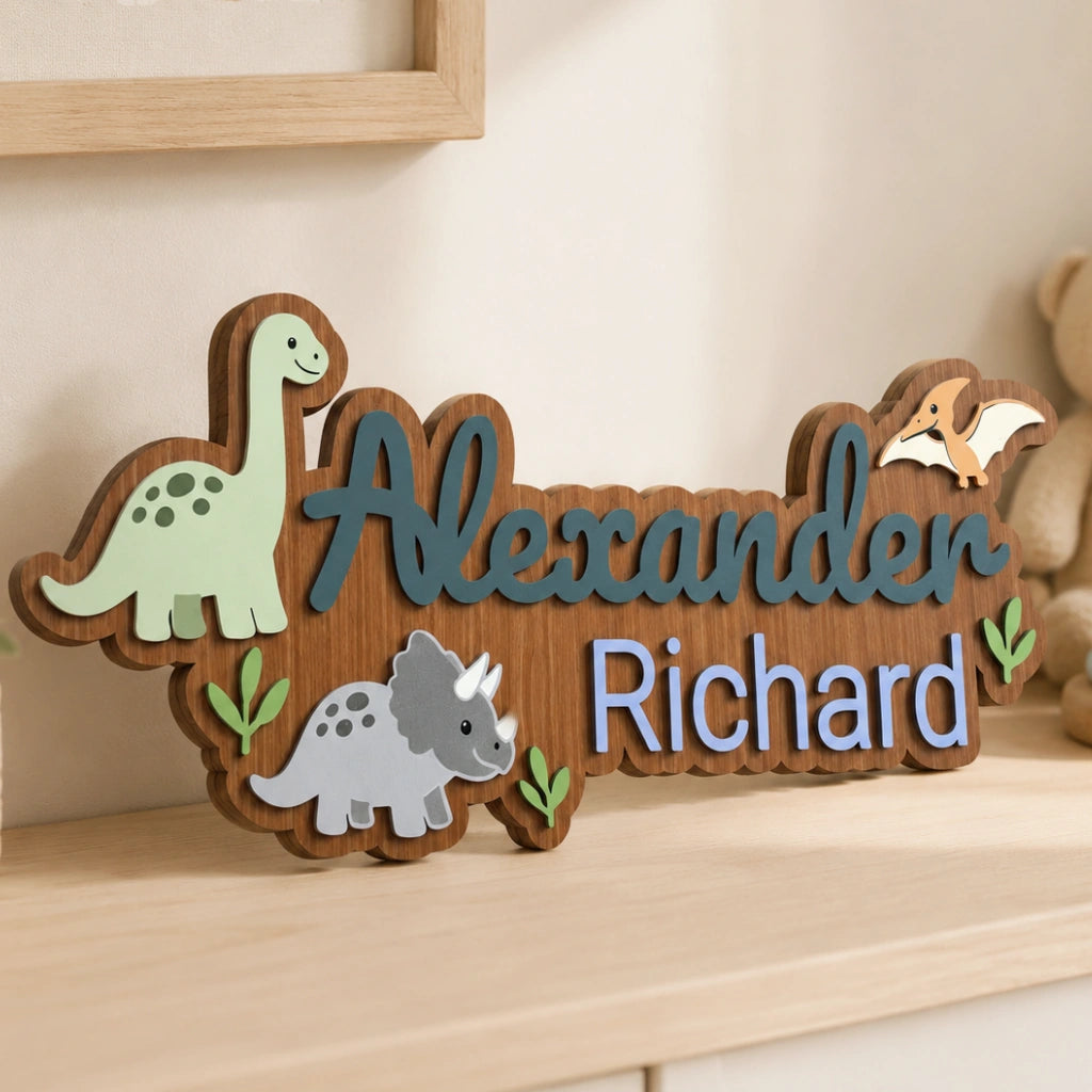 Personalized Dinosaur 3D Name Sign