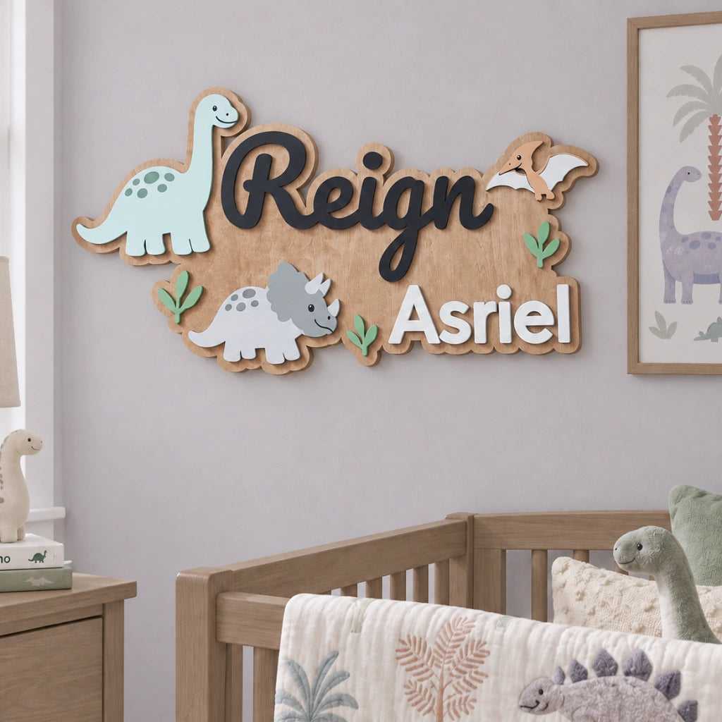 Personalized Dinosaur 3D Name Sign