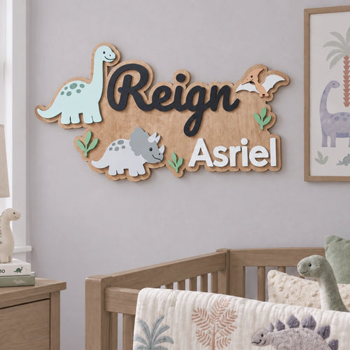Personalized Dinosaur 3D Name Sign