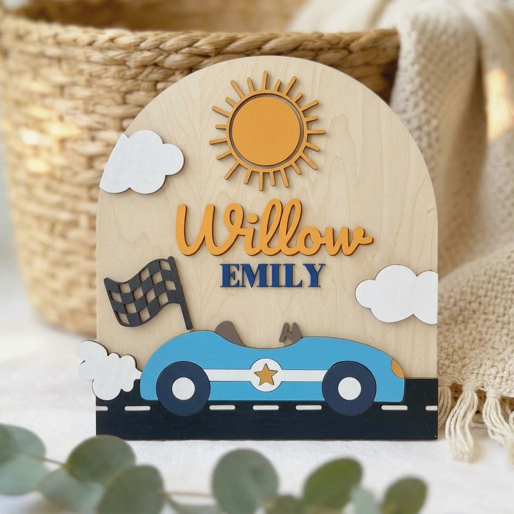 Race Car Nursery Name Sign