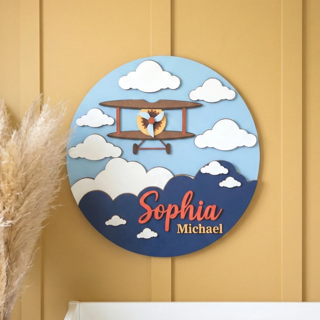 Airplane Nursery Name Sign