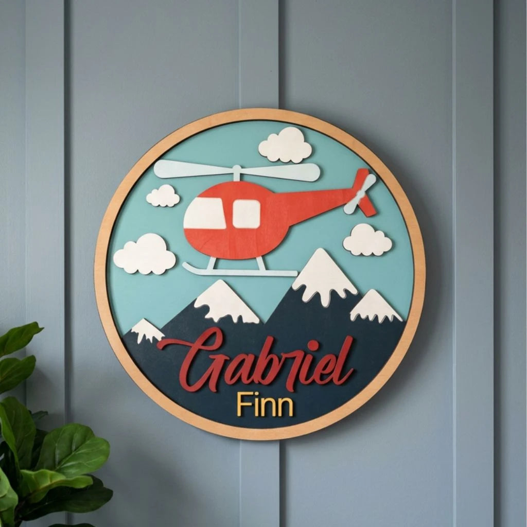 Helicopter Nursery Name Sign