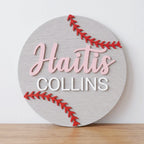 3D Baseball Nursery Round Plaque