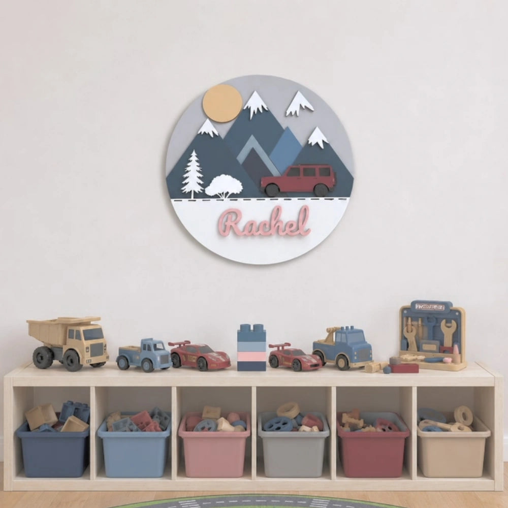 Adventure & Car Theme Baby Name Sign
