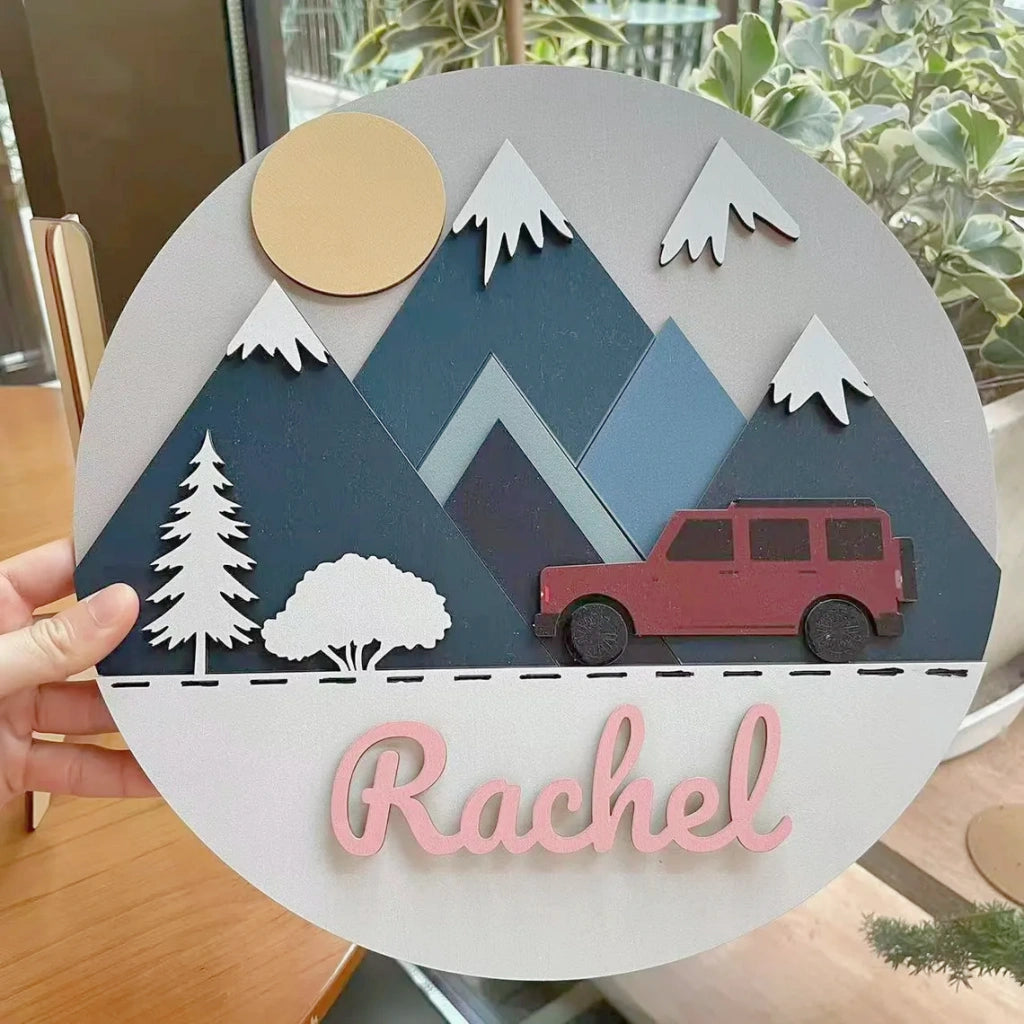 Adventure & Car Theme Baby Name Sign