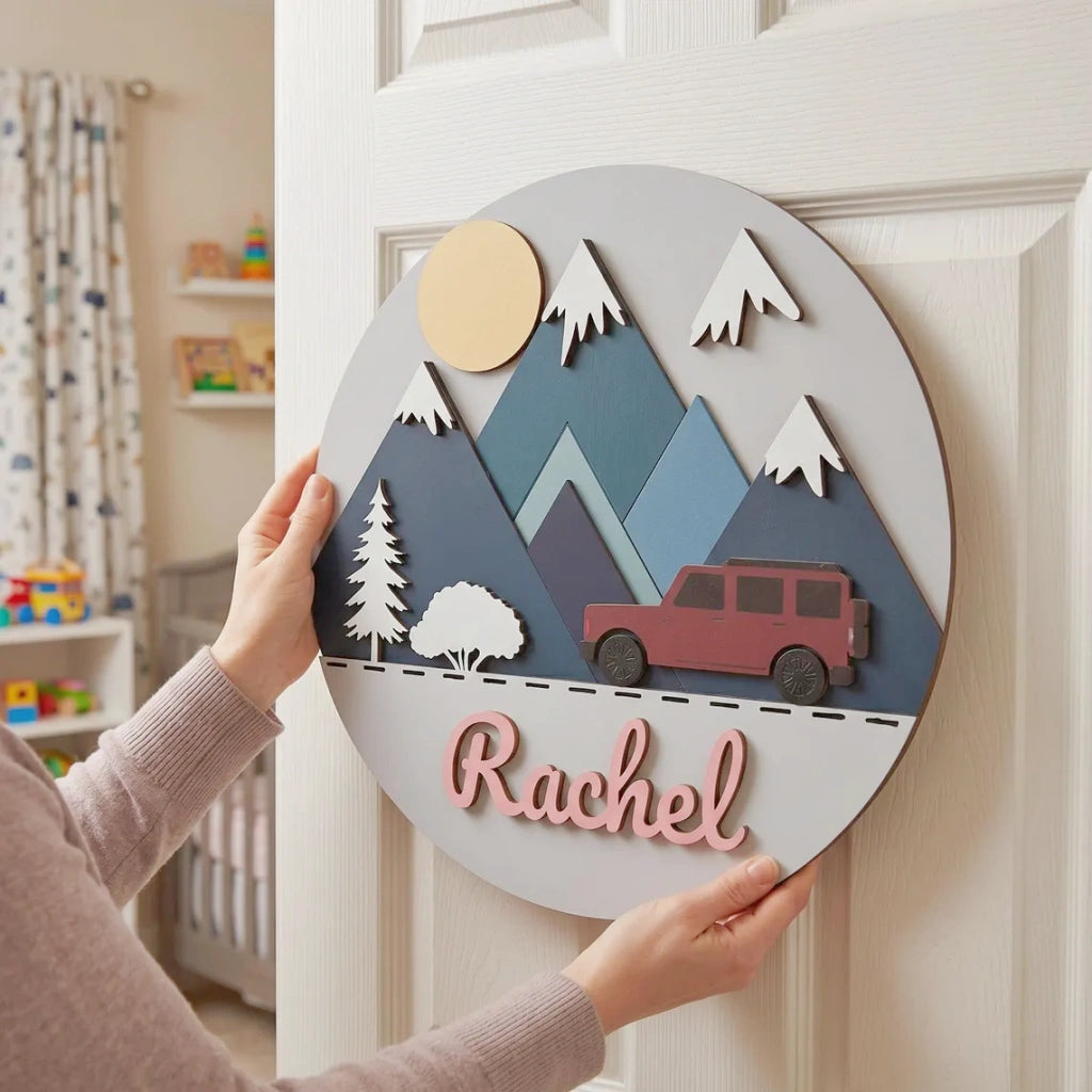 Adventure & Car Theme Baby Name Sign
