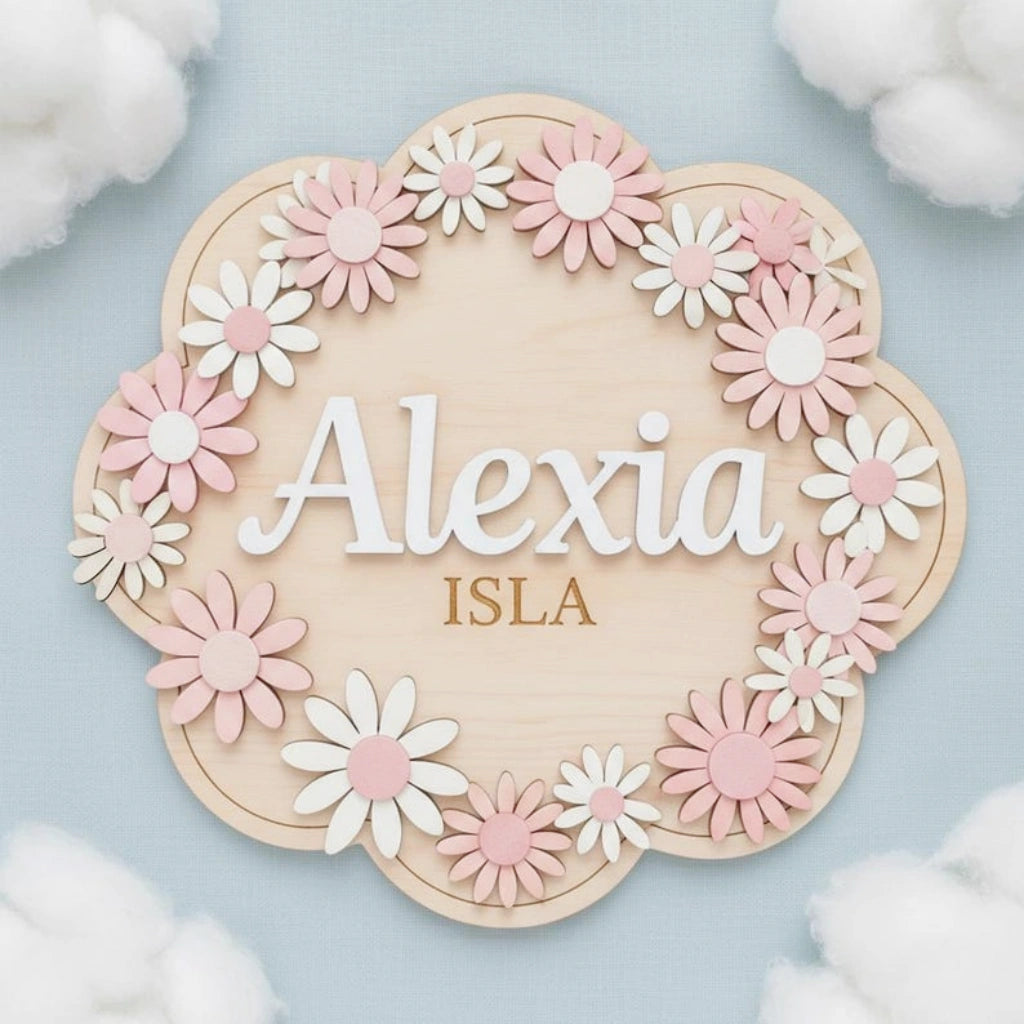 Wooden Daisy Nursery Name Plaque