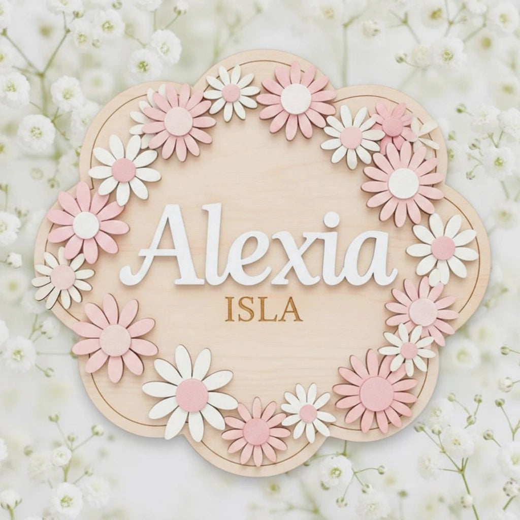 Wooden Daisy Nursery Name Plaque