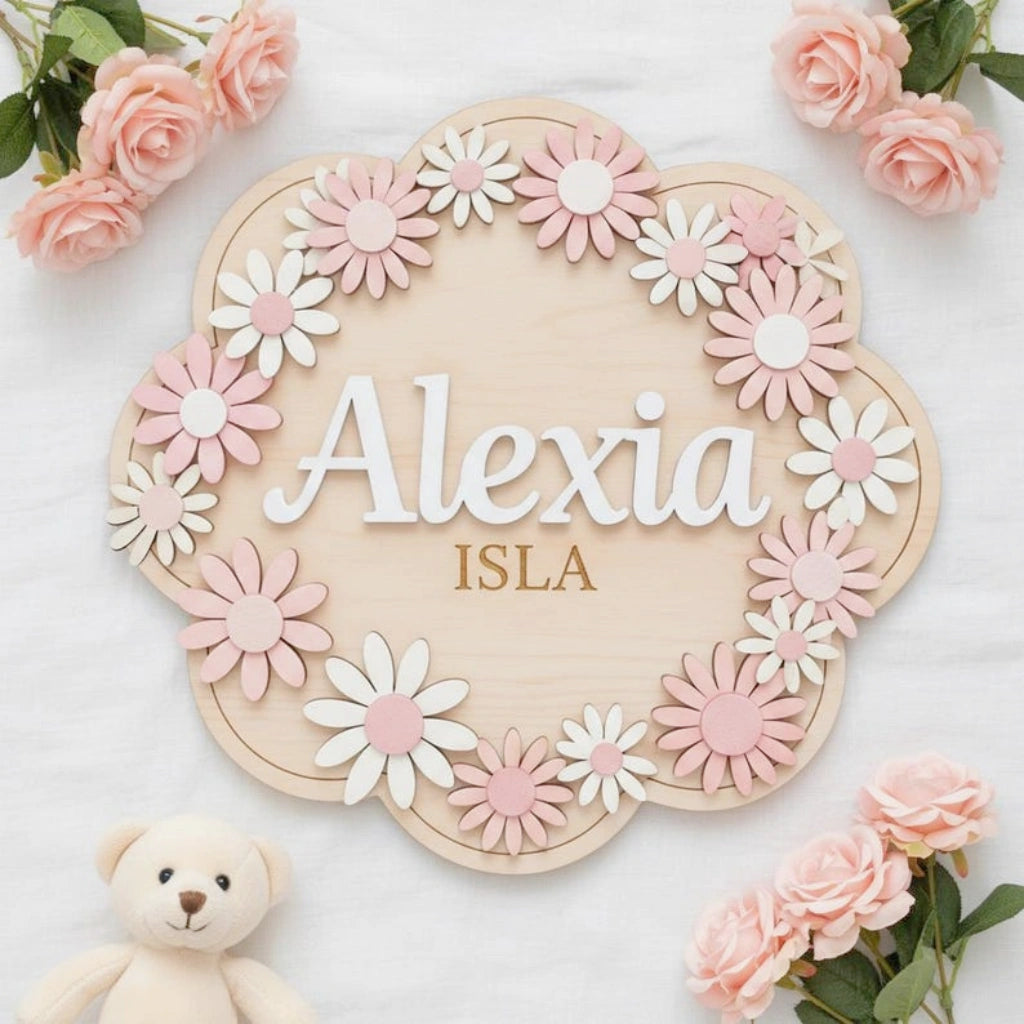 Wooden Daisy Nursery Name Plaque