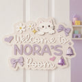 Welcome Door Sign for Girl's Room | Purple