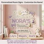 Welcome Door Sign for Girl's Room | Purple