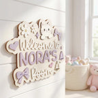 Welcome Door Sign for Girl's Room | Purple